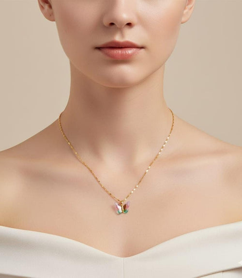 Anti Tarnish Golden Butterfly Necklace