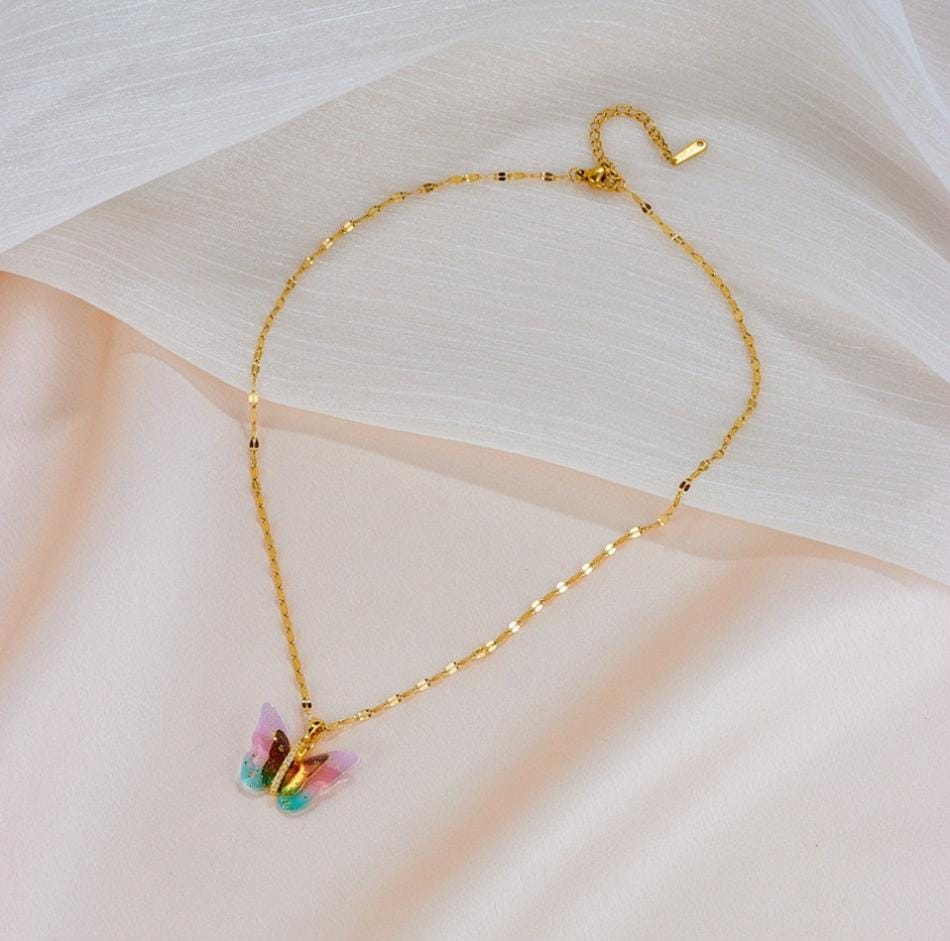 Anti Tarnish Golden Butterfly Necklace