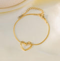 Anti Tarnish Double Heart Linked Gold Bracelet