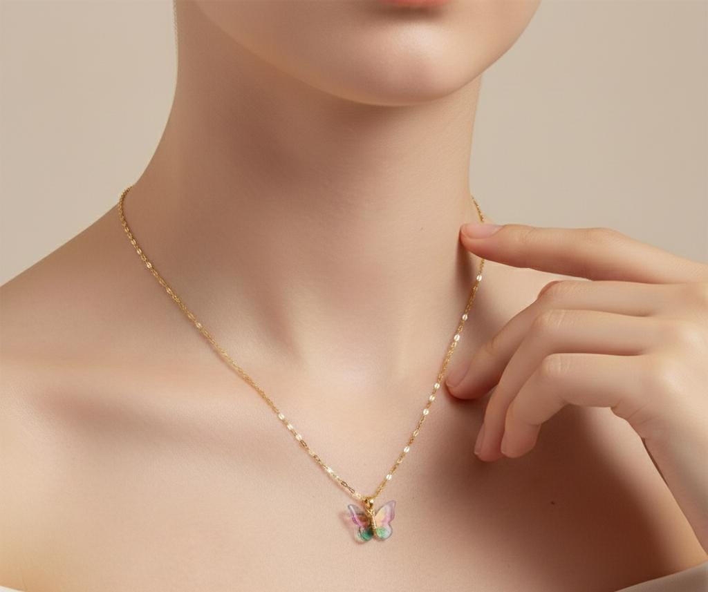Anti Tarnish Golden Butterfly Necklace