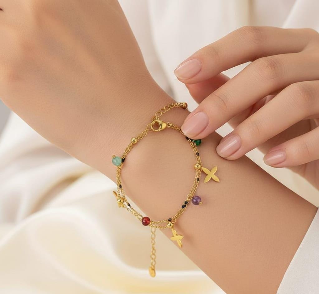 Anti Tarnish Multicolor Stone charm Bracelet